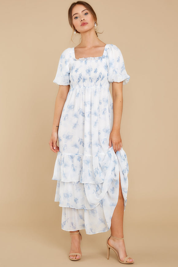 Sweet Escape Blue Floral Print Maxi Dress