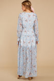 Love In Bloom Light Blue Floral Print Maxi Dress