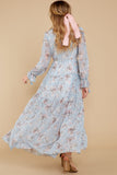 Love In Bloom Light Blue Floral Print Maxi Dress