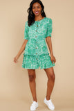 Fairy Gardens Kelly Green Floral Print Dress