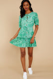 Fairy Gardens Kelly Green Floral Print Dress