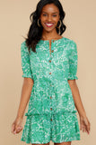 Fairy Gardens Kelly Green Floral Print Dress