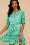 Fairy Gardens Kelly Green Floral Print Dress