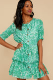 Fairy Gardens Kelly Green Floral Print Dress