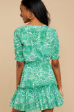 Fairy Gardens Kelly Green Floral Print Dress
