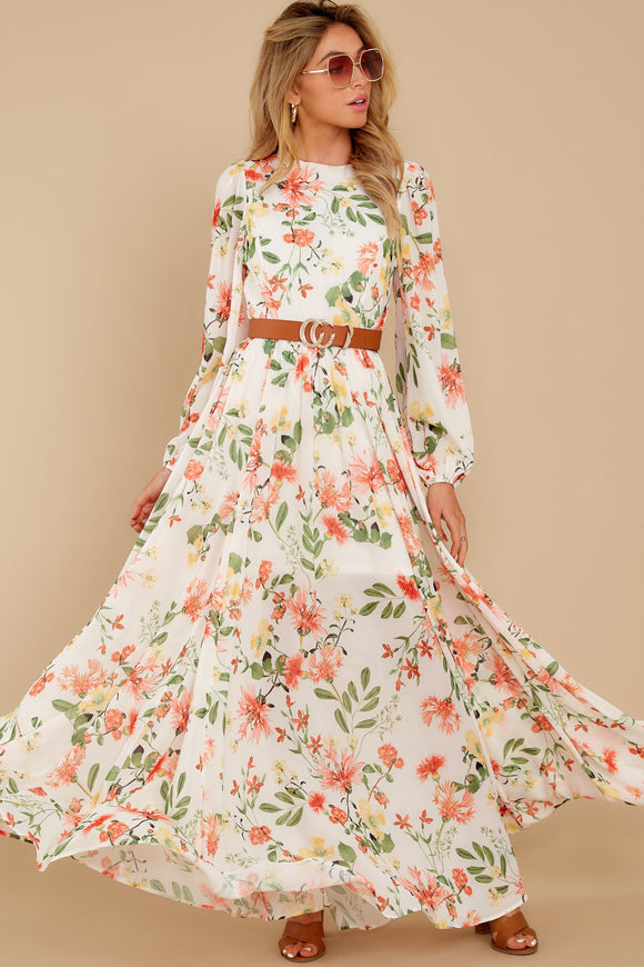 Flowers That Be Ivory Print Maxi Dress