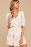 Past Life Ivory And Pink Floral Print Dress