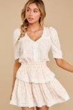 Past Life Ivory And Pink Floral Print Dress