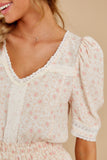 Past Life Ivory And Pink Floral Print Dress