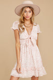 Lovely Afternoon Pink Floral Print Dress