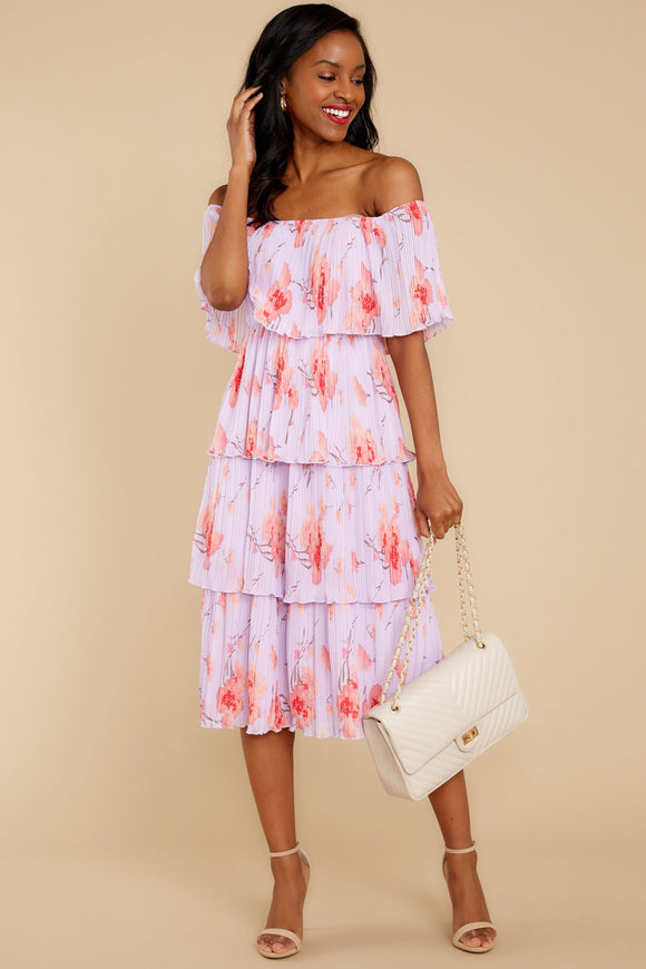 Walk Together Lavender Print Midi Dress