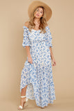 By Morning's Light Blue Floral Print Maxi Dress