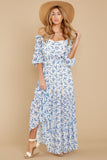 By Morning's Light Blue Floral Print Maxi Dress