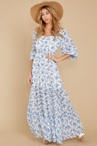By Morning's Light Blue Floral Print Maxi Dress