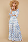 By Morning's Light Blue Floral Print Maxi Dress