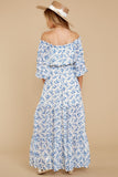 By Morning's Light Blue Floral Print Maxi Dress
