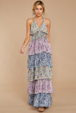 One Vine Day Violet Floral Print Maxi Dress