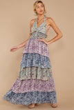 One Vine Day Violet Floral Print Maxi Dress