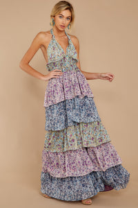 One Vine Day Violet Floral Print Maxi Dress
