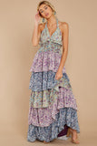 One Vine Day Violet Floral Print Maxi Dress