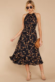 Budding Romance Black Floral Print Dress