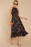 Budding Romance Black Floral Print Dress
