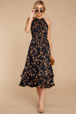 Budding Romance Black Floral Print Dress