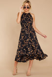 Budding Romance Black Floral Print Dress