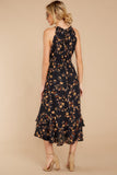 Budding Romance Black Floral Print Dress