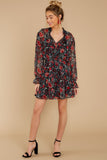 See You Coming Black Floral Print Dress