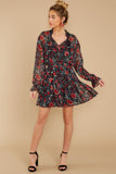 See You Coming Black Floral Print Dress