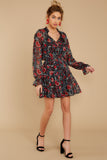 See You Coming Black Floral Print Dress