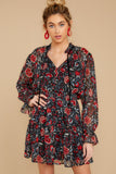 See You Coming Black Floral Print Dress