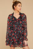 See You Coming Black Floral Print Dress