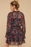 See You Coming Black Floral Print Dress