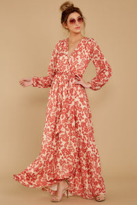 Love Talk Coral Print Maxi Dress