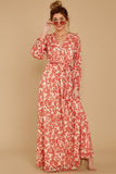 Love Talk Coral Print Maxi Dress