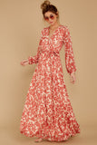 Love Talk Coral Print Maxi Dress
