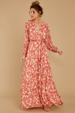 Love Talk Coral Print Maxi Dress