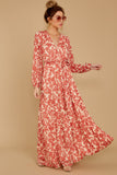 Love Talk Coral Print Maxi Dress