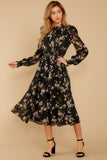 Giving My All Black Floral Print Midi Dress