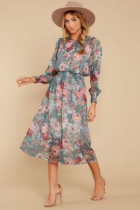 Fresh Approach Green Floral Print Midi Dress