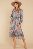 Fresh Approach Green Floral Print Midi Dress