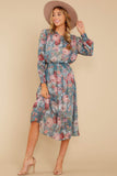 Fresh Approach Green Floral Print Midi Dress