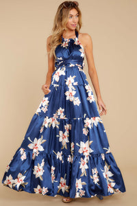 Start Of Something Navy Floral Print Maxi Dress