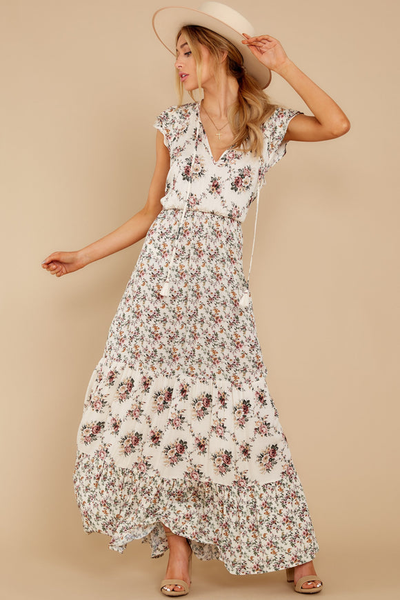 Needed This Natural Floral Print Maxi Dress