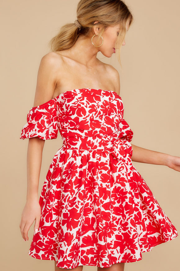 Sweet For You Red Print Dress