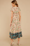 Love Is Here Nude Floral Print Midi Dress