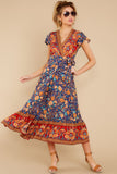 Love Is Here Navy Floral Print Midi Dress