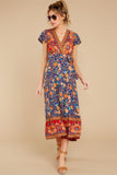 Love Is Here Navy Floral Print Midi Dress